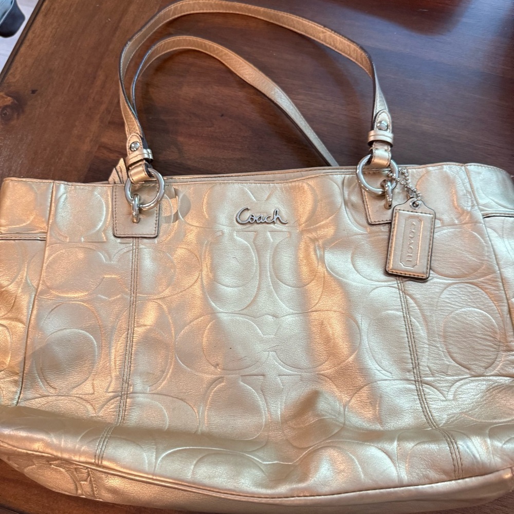 Coach Metallic Gold Monogram C Purse - Picture 2 of 16
